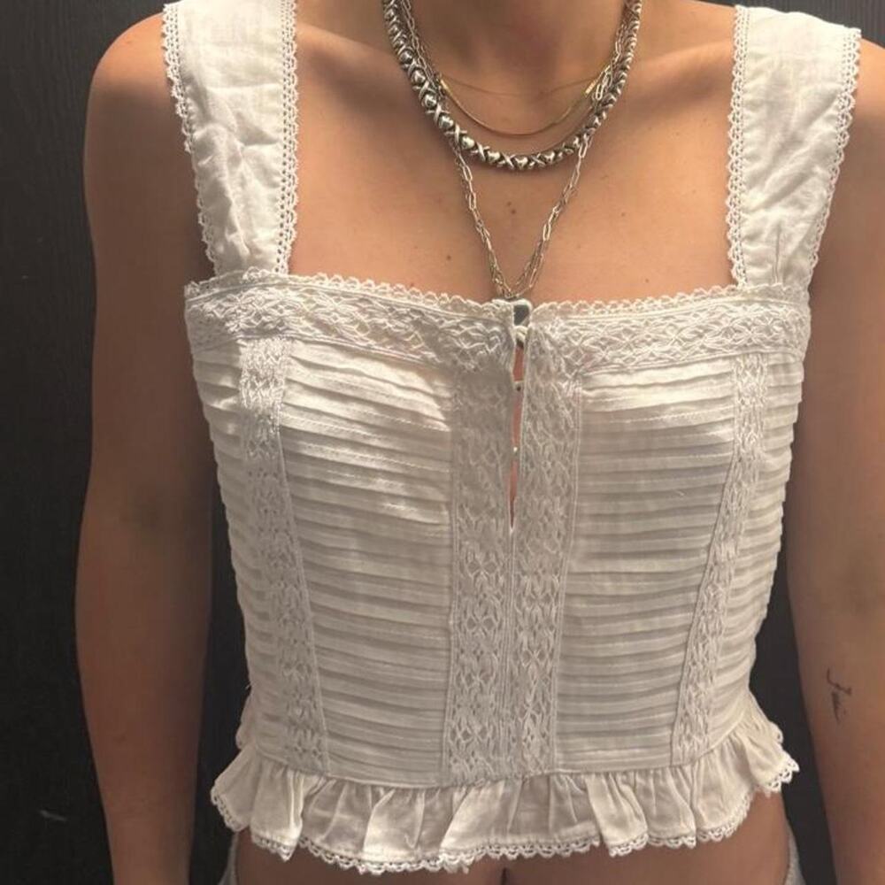 Boteh white corset top with